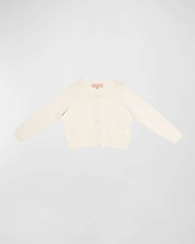 Girl's Faux Pearl Cardigan, Size 2-11
